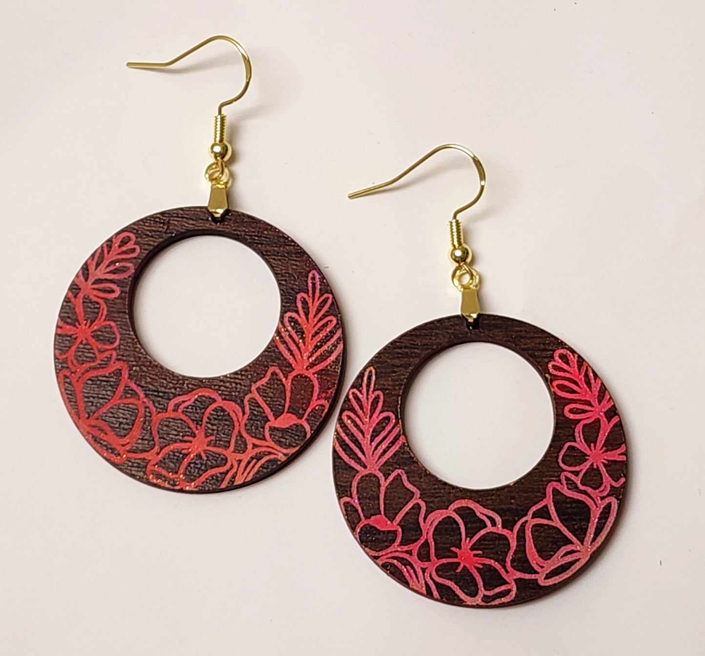 Spring Pink Floral Dangle Earrings
