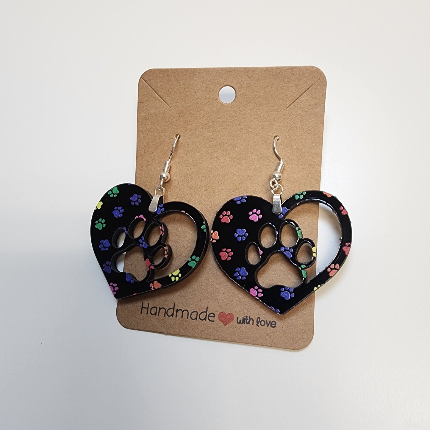 Paw Heart Dangle Earrings