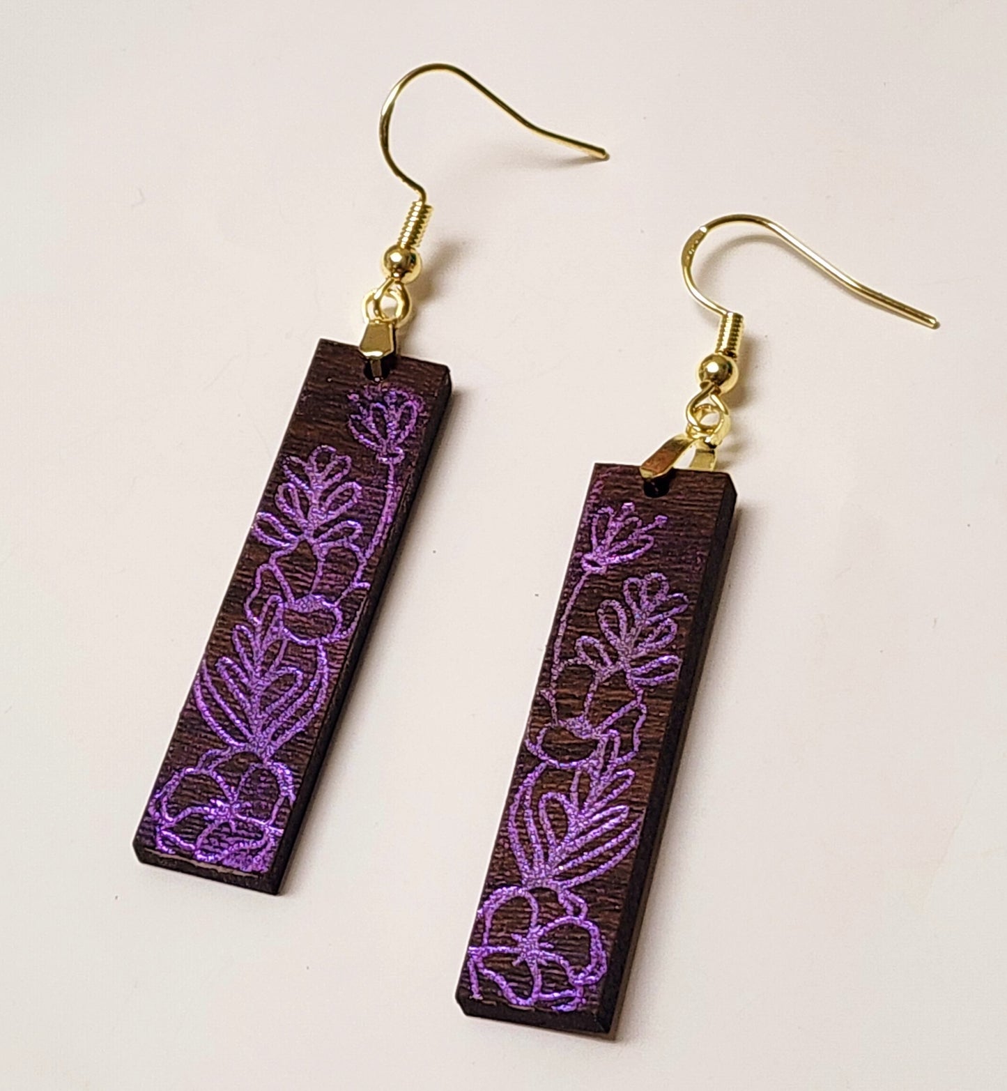 Spring Purple Floral Dangle Earrings