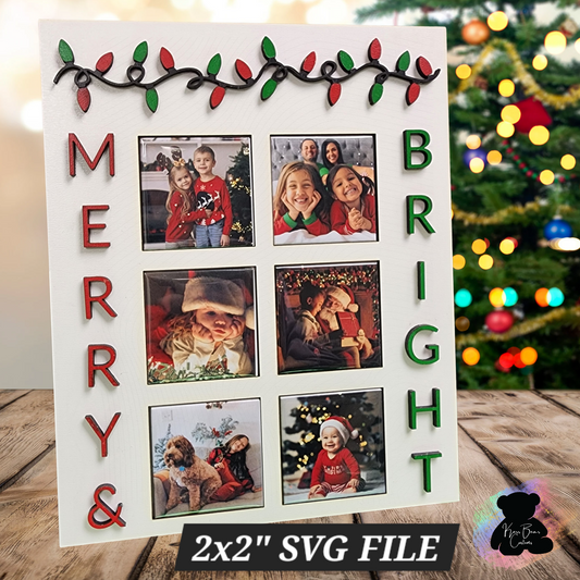 2x2" (50mm) Merry & Bright Magnet Frame SVG File