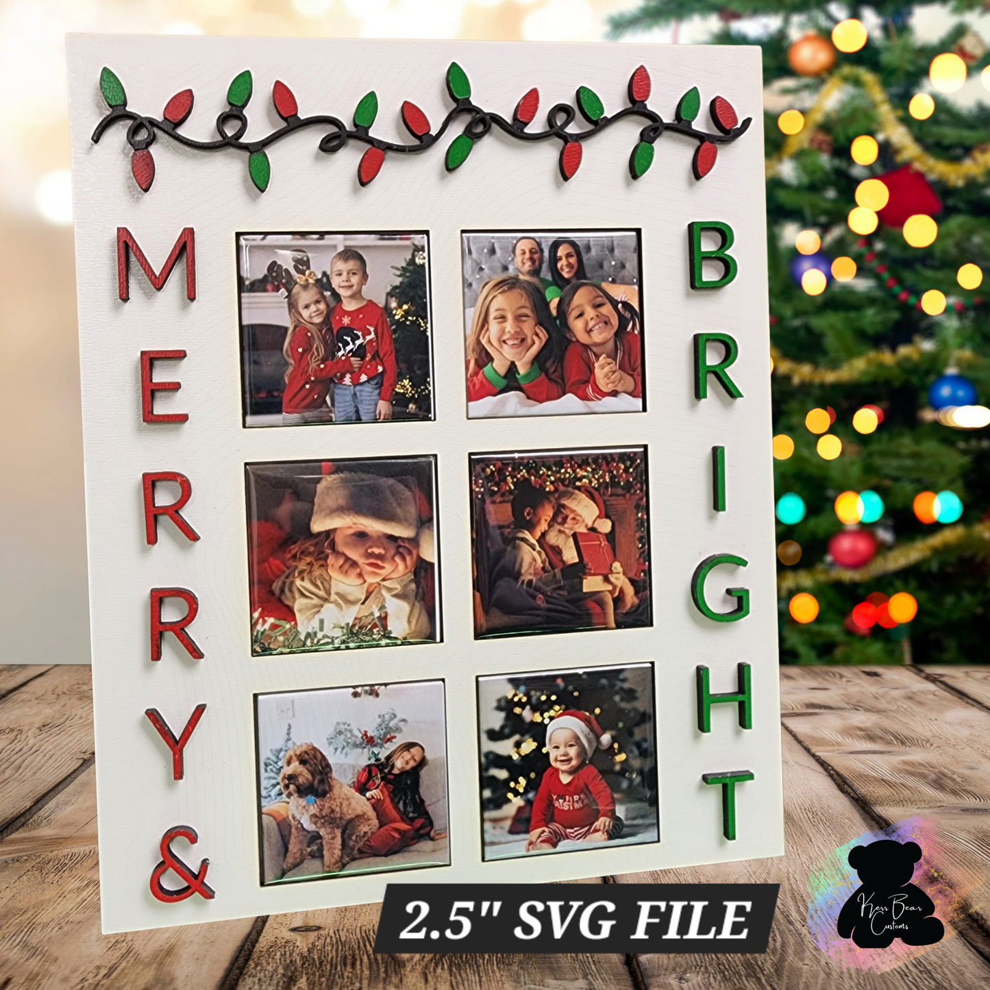 2.5" (63.5mm) Merry & Bright Magnet Frame SVG File
