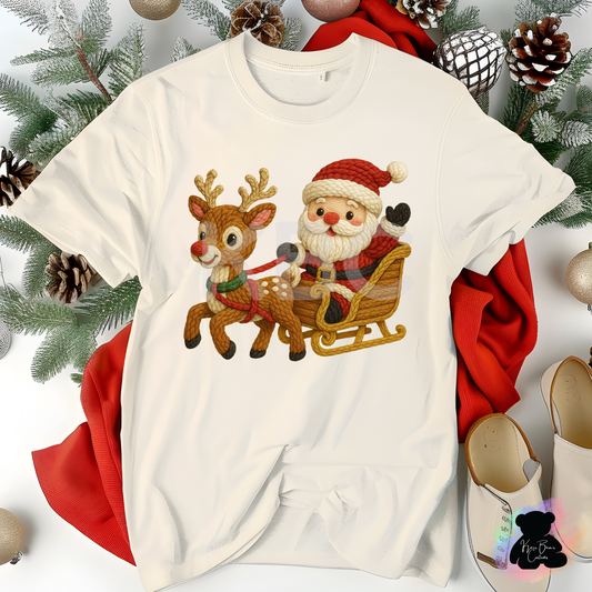 Santa's Sleigh with Reindeer PNG File